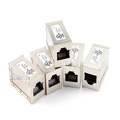 CablesOnline 5-Pack CAT.6A Gigabit Modular Inline Coupler Female to Female, FTP, Shielded Silver (T-66A1-5)