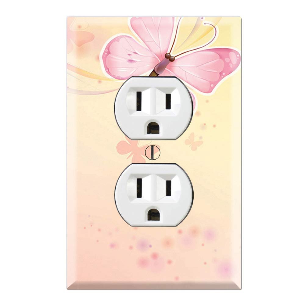 Graphics Wallplates - Pink Butterfly - Duplex Outlet Wall Plate Cover
