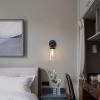PERMO Industrial Black Wall Sconce with On/Off Switch and Funnel Flared Clear Glass Shade for Living Room Bathroom Bedroom view 2
