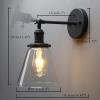 PERMO Industrial Black Wall Sconce with On/Off Switch and Funnel Flared Clear Glass Shade for Living Room Bathroom Bedroom view 3