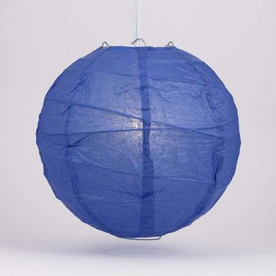 PaperLanternStore.com 8 Inch Dark Blue Irregular Ribbed Paper Lantern (10 PACK)