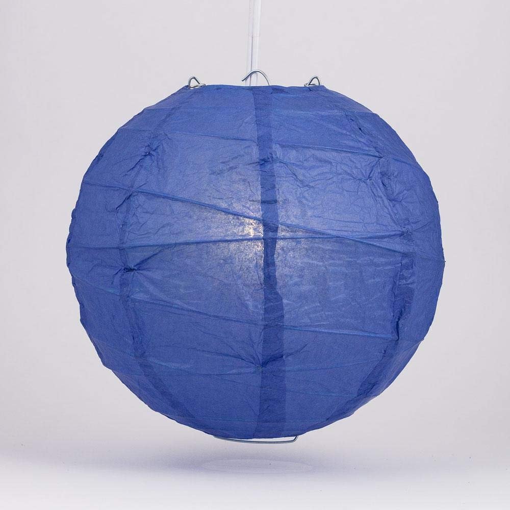 PaperLanternStore.com 8 Inch Dark Blue Irregular Ribbed Paper Lantern (10 PACK)