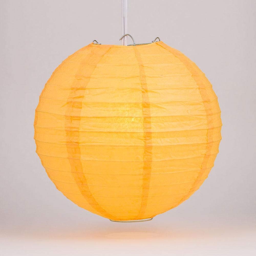Quasimoon PaperLanternStore.com 16 Inch Papaya Even Ribbing Round Paper Lantern (10 Pack)