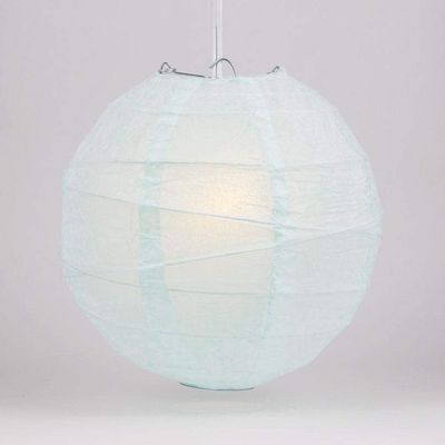 PaperLanternStore.com 8 Inch Artic Blue Irregular Ribbed Paper Lantern (10 PACK)