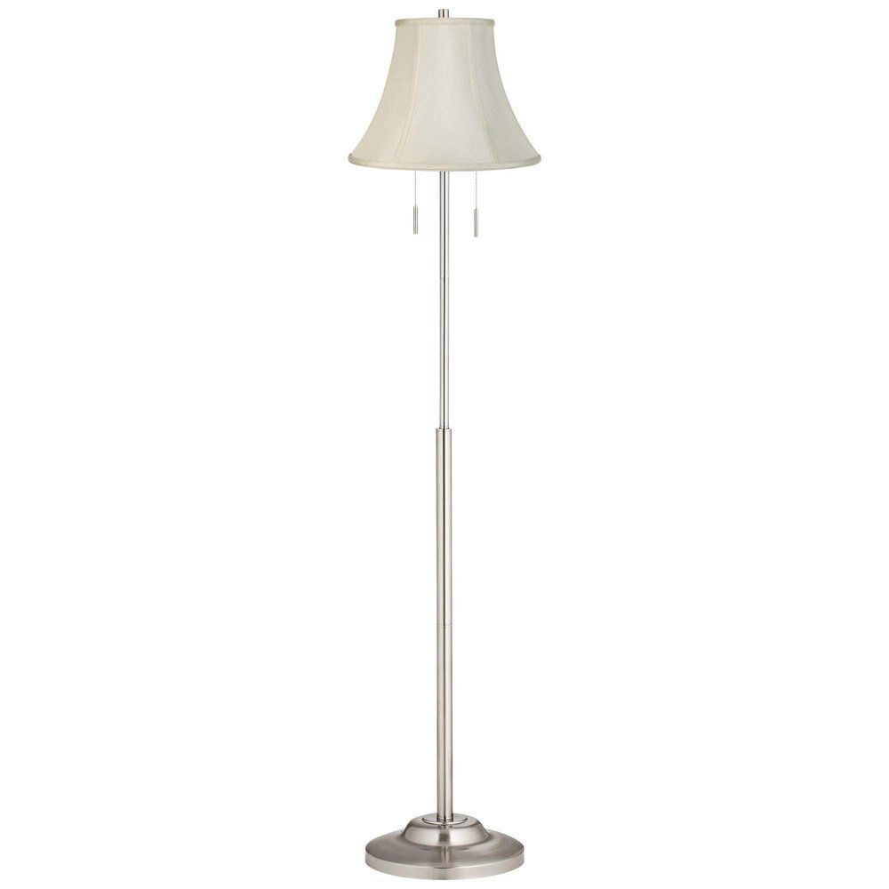 Abba 66" Tall Creme Bell and Nickel Pull Chain Floor Lamp Living Room