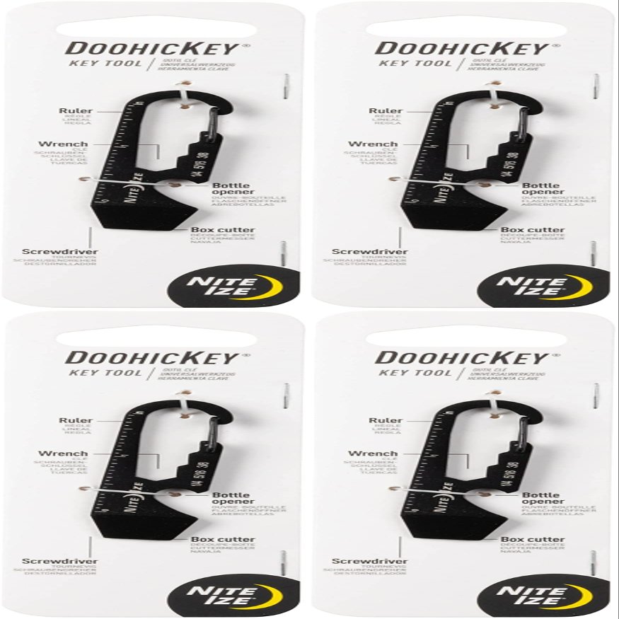 Nite Ize DoohicKey Key Tool Black Steel Keychain Multi-Tool w/Key Clip (4-Pack)