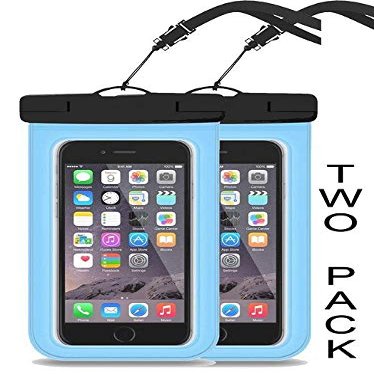 2 PACK Universal Waterproof Phone Pouch, Large Phone Waterproof Case Underwater Dry Bag for iPhone Xs XR XS MAX, X, 8, 7, 6 Plus, SE, Galaxy S9+ S8+ S7 S6 with Case, Soft TPU Pouch for All Home Button