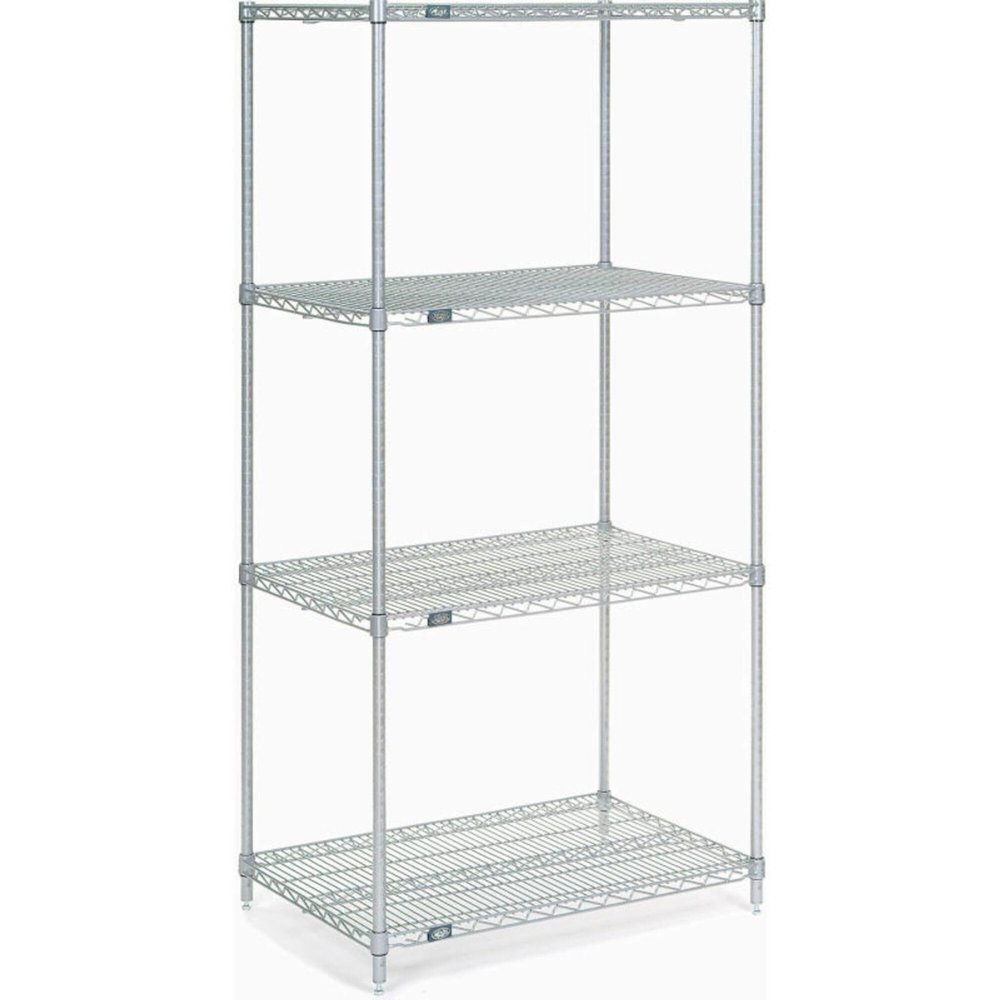 Nexel Poly-Z-Brite Adjustable Wire Shelving Unit, 4 Tier, Heavy Duty Organizer Rack Mult-Purpose Storage Shelf, 21" x 24" x 86"