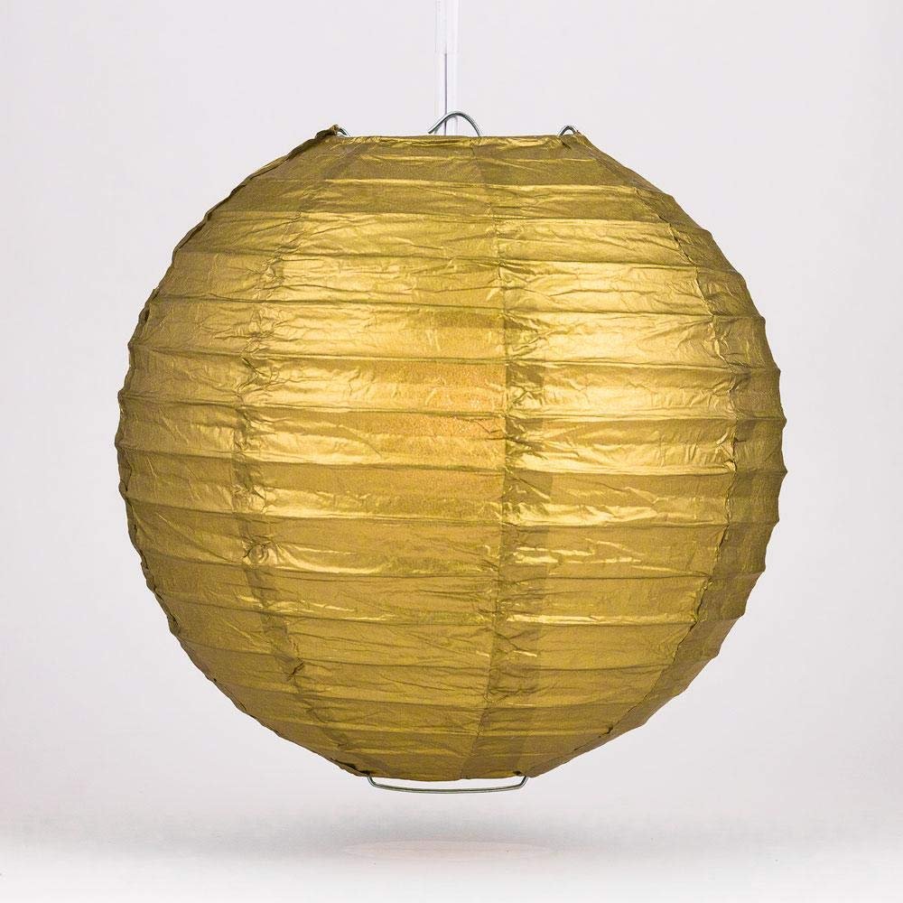Quasimoon PaperLanternStore.com 20 Inch Gold Round Paper Lanterns (10 Pack)