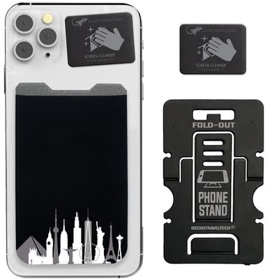 Gecko Iconic Buildings Print Card Holder - The Pyramids of Giza - Eiffel Tower - Statue of Liberty - Big Ben - Empire State Building - Oriental Pearl Radio & TV Design Pring - CITYSCAPE