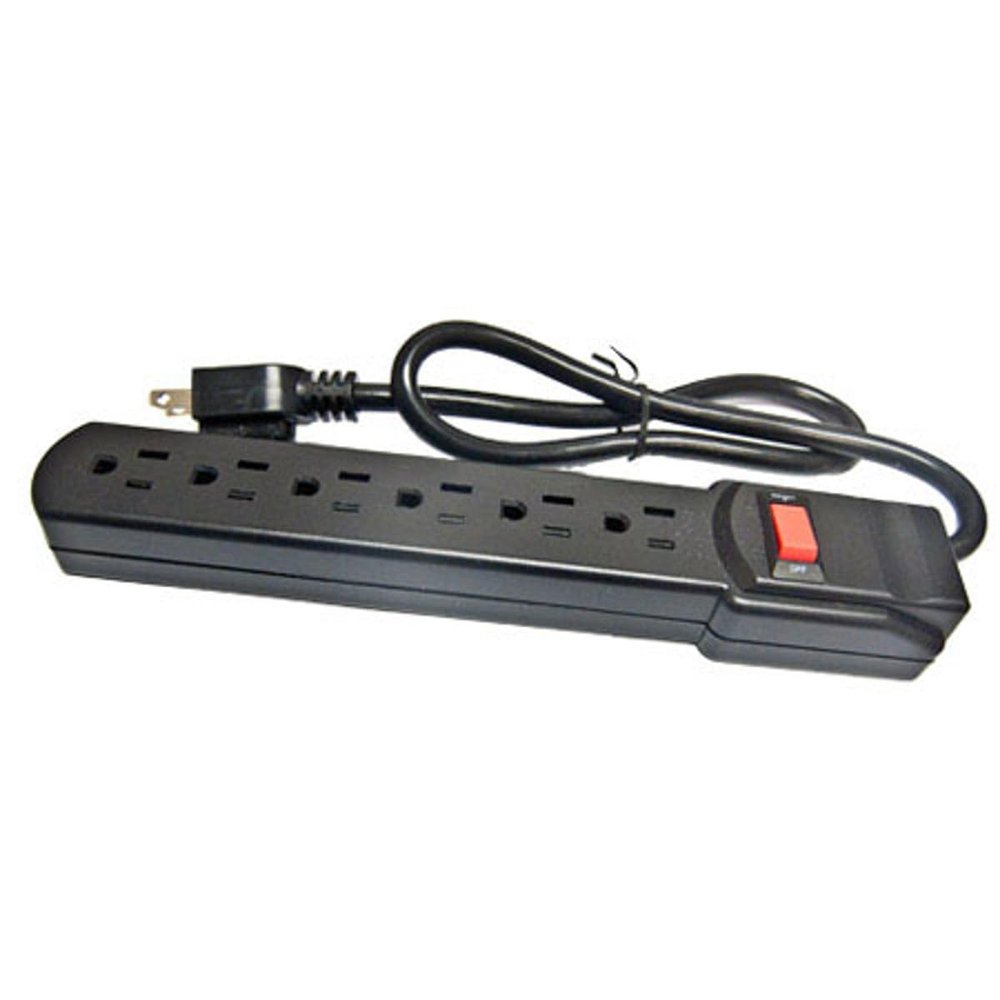 Comprehensive 6-Outlet Surge Protector with 12' Power Cord (Black)