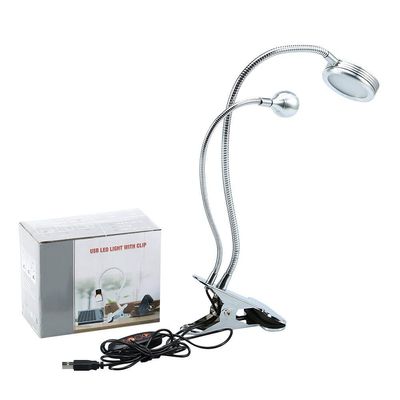 FILFEEL 2in1 LED with Clip, Illuminated Lights for Nail Desk Manicure Makeup Bed Reading Use Flexible Metal Hose with USB Interface