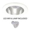 WAC 4in Low Voltage Round Adjustable Recessed Light Trim with Open Specular Reflector in White and White 8W 500 Lumens MR16 LED Lamp, HR-8401 or HR-8402 Housing Sold Separately view 2