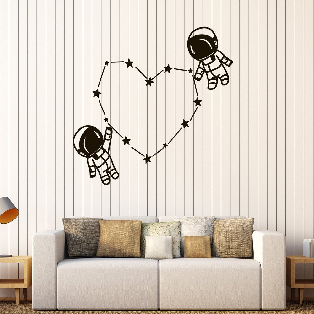 DesignToRefine Vinyl Wall Decal Spaceman Astronaut Space Kids Room Stickers (583ig) White