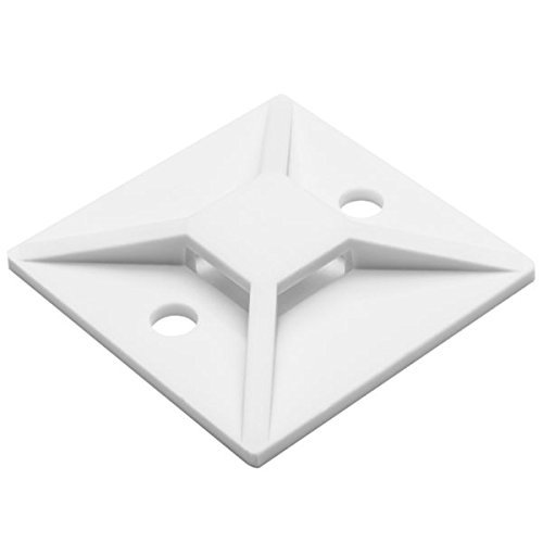 Hellermann Tyton North America MB510C2 Screw Fastened Bases, 35" Max Tie Width, 19'' Hole Dia., 1.49'' Length/Width, PA66, White, 0.25" Height, 1.49" Width, 1.49" Length (Pack of 100)