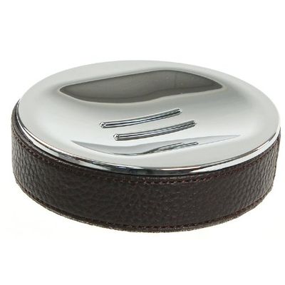 Gedy Alianto Color Round Soap Dish Made From Faux Leather, Wenge