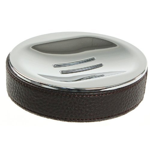 Gedy Alianto Color Round Soap Dish Made From Faux Leather, Wenge