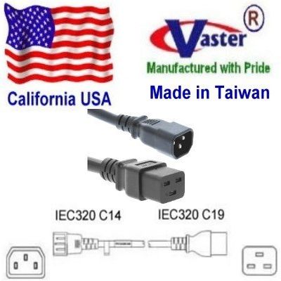 3 Pcs/Pack - SuperEcable - Power Extension, IEC 320 C14 to C19 14 AWG Black 3 Ft