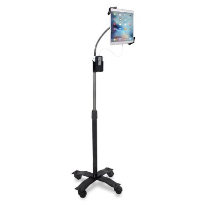 Gooseneck Floor Stand  CTAs Compact, Adjustable Gooseneck with Swivel Casters for iPad 7th/ 8th/ 9th Gen 10.2, iPad Air 4, 12.9, Surface Pro, Zebra & Other 7-13 Tablets (PAD-CGS)