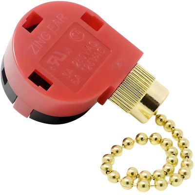 ZE-268S1 ZH 3 Speed 4 Wire Pull Chain Ceiling Fan Replacement Switch Repair Kit 3 Way 4 Position Rotary Motor Controller 3A 250VAC 6A 125VAC for Ceiling Fans, Floor Fans, Appliances - Brass Finish