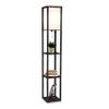 Brightech Maxwell - Modern Shelf Floor Lamp with Lamp Shade & Warm White LED Bulb, Corner Display Floor Lamp with Shelves for Living Room, Bedroom, Nightstand Office, Home Decor Storage - Black view 1