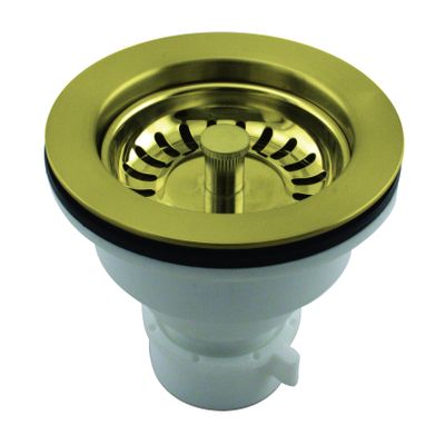 Westbrass Push-Pull Style Large Kitchen Sink Basket Strainer, Polished Brass, D2143P-01
