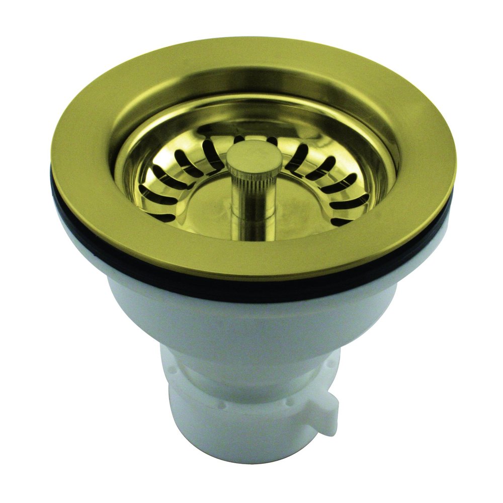 Westbrass Push-Pull Style Large Kitchen Sink Basket Strainer, Polished Brass, D2143P-01