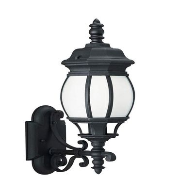 Generation Lighting 89102-12 Transitional One Light Outdoor Wall Lantern from Seagull - Wynfield Collection in Black Finish, 100 Total Watts, 19.75 Inch Height, 6.25 Inch Wide