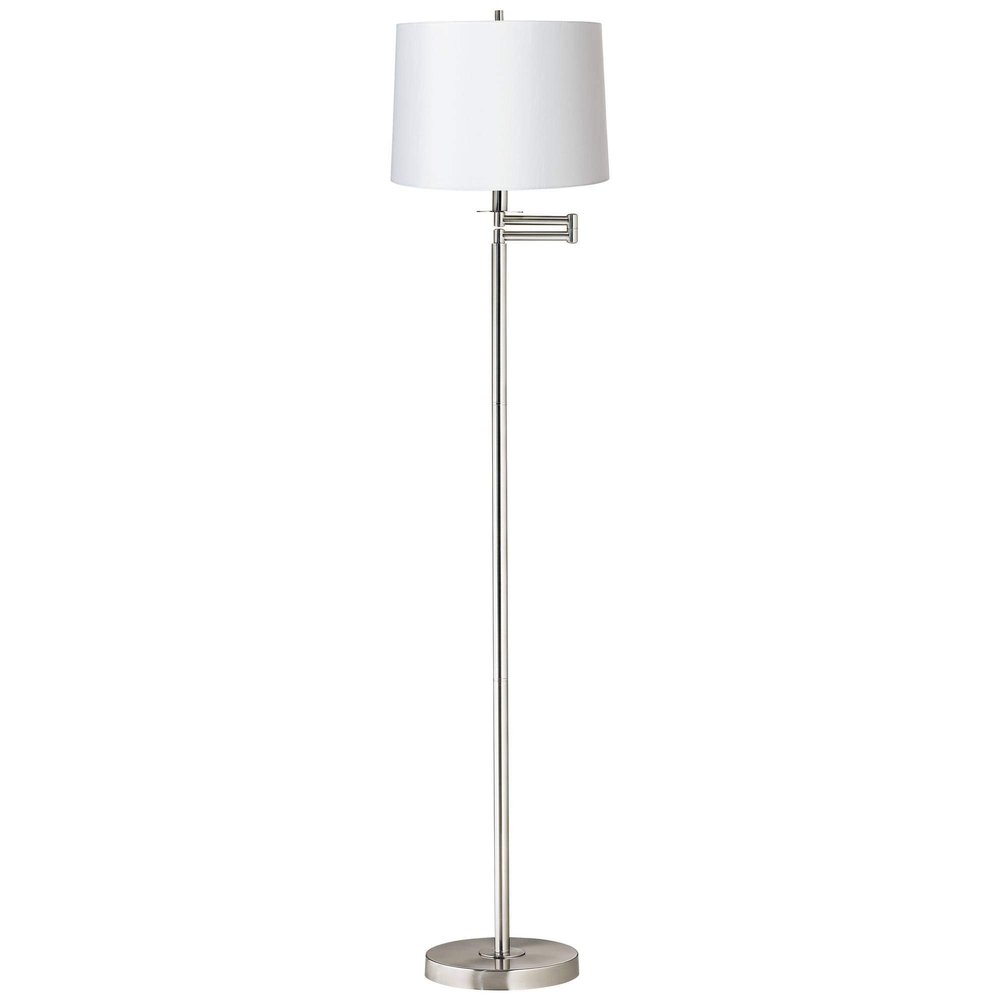 360 Lighting 60 1/2" Tall White Brushed Nickel Swing Arm Floor Lamp