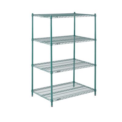 Nexel Poly-Green Adjustable Wire Shelving Unit, 4 Tier, Heavy Duty Commerical Storage Organizer Wire Rack, 24" x 36" x 74", Green