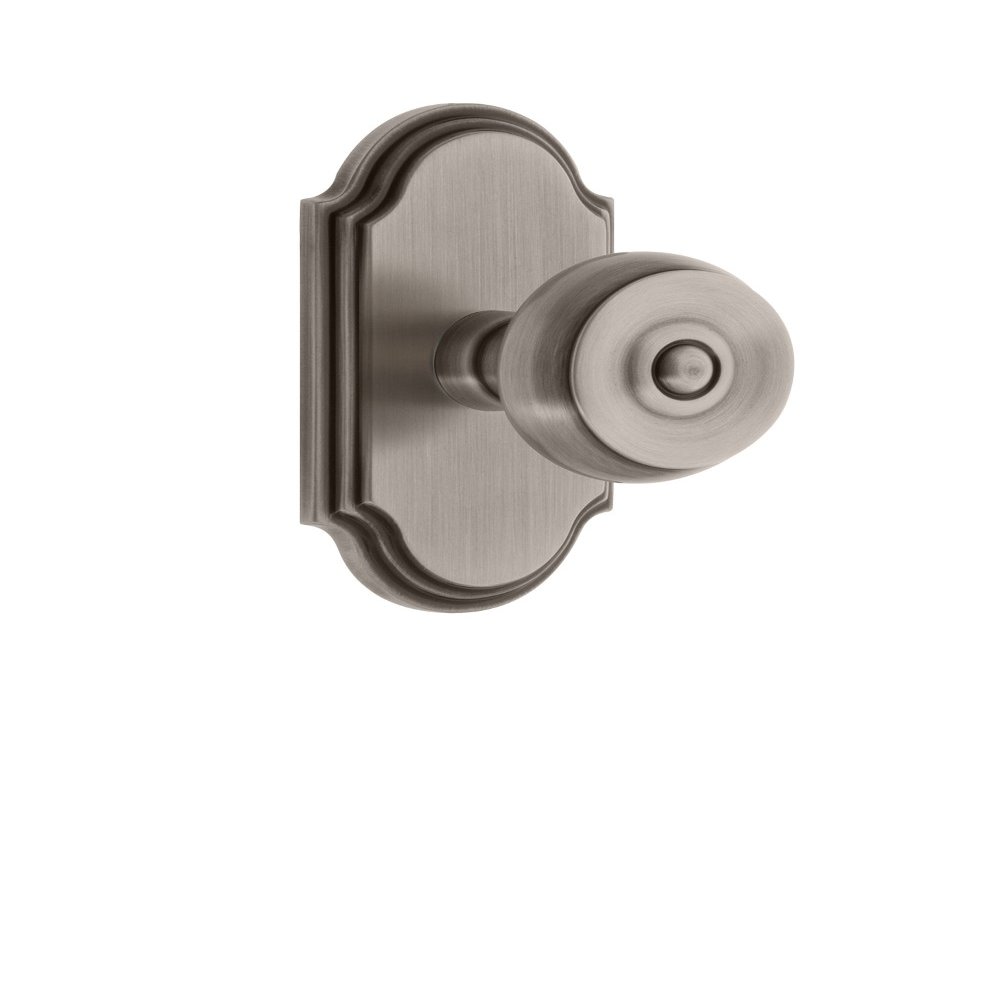 Grandeur 821310 Arc Plate Privacy with Bouton Knob in Antique Pewter, 2.75