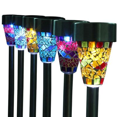 Solar Mosaic Border Led Path Lights, KEEDA Garden Decoration Christmas Gift with ON/OFF Switch (6 Pack)