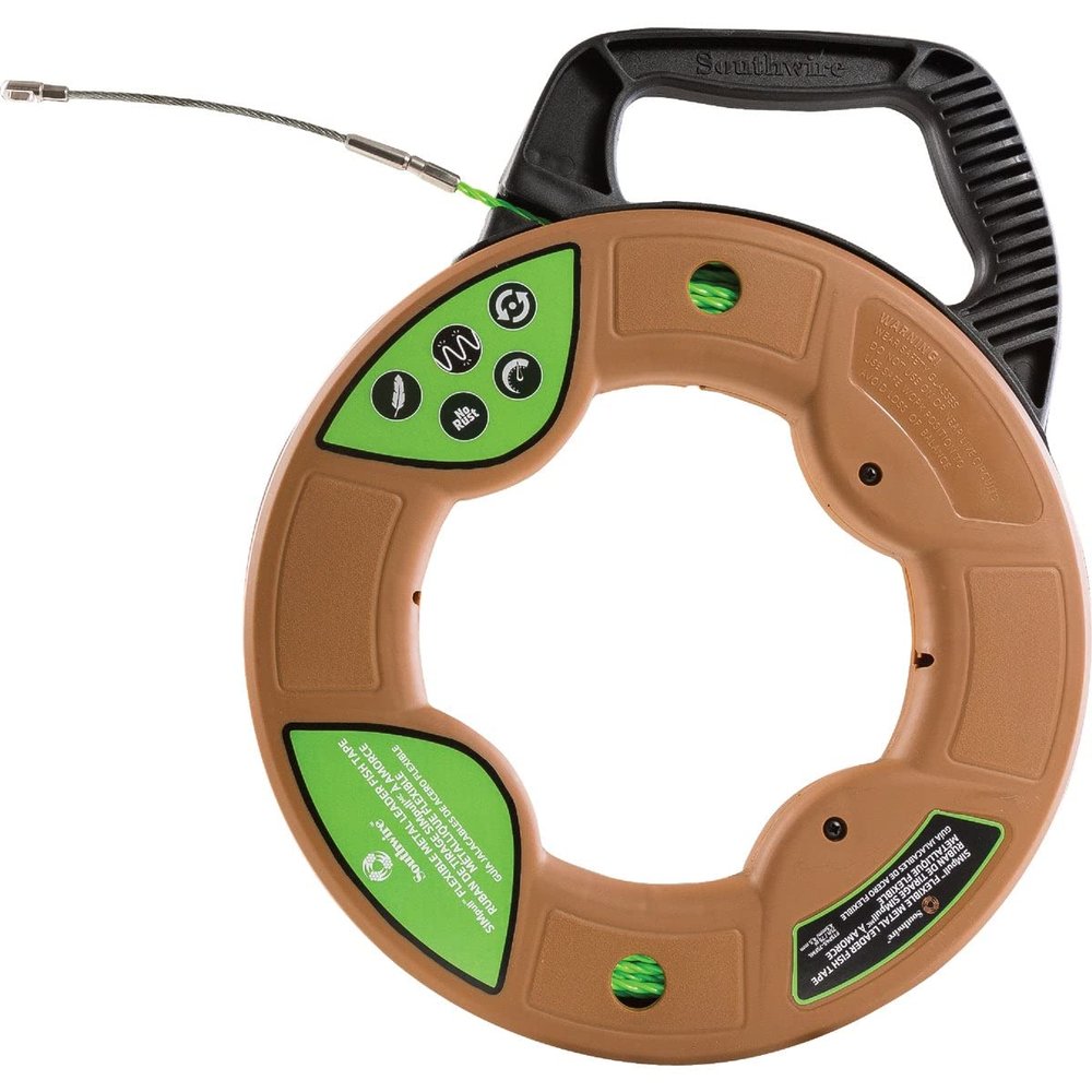 Southwire Fish Tape Tool - Flexible Spiral Polymer for Smooth Wire Pulling - Rust-Free, Swiveling Leader - Low Friction Design - 75-Foot Fish Tape