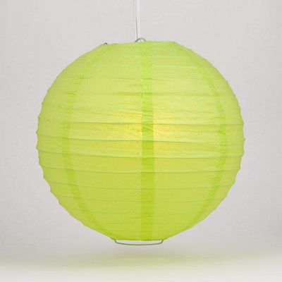 Quasimoon PaperLanternStore.com 16 Inch Light Lime Even Ribbing Round Paper Lantern (10 Pack)
