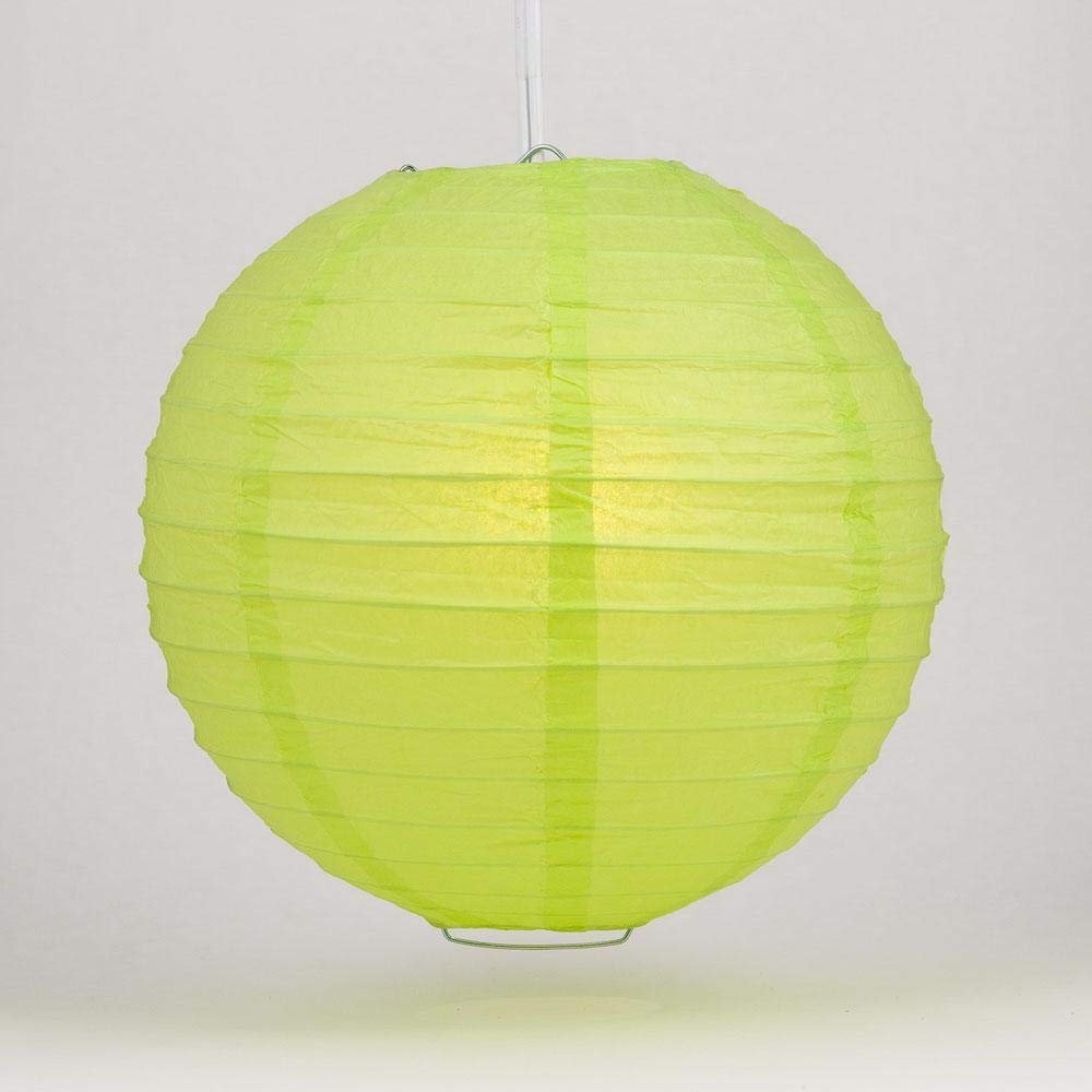 Quasimoon PaperLanternStore.com 20 Inch Light Lime Even Ribbing Round Paper Lantern (10 Pack)
