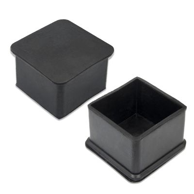 Flyshop Non-Slip Thick Rubber Leg Tips Floor Protectors Square Chair Leg Caps, 20pcs, Black, 40 mm x 40 mm, 1-9/16" x 1-9/16"