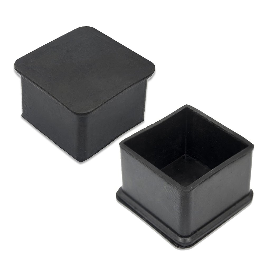 Flyshop Non-Slip Thick Rubber Leg Tips Floor Protectors Square Chair Leg Caps, 20pcs, Black, 40 mm x 40 mm, 1-9/16" x 1-9/16"