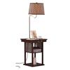 Brightech Madison Side Table with Lamp Combo with LED Bulb, Desk Lamp with USB Port, Bedside Reading Light, Modern End Table with Floor Lamp for Bedroom, Living Room, Office - Havana Brown view 1