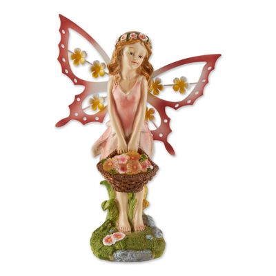 Zingz & Thingz Day & Night Garden Dcor Solar Statue Figurine, 7.75x4.375x10.75, Pink Garden Fairy