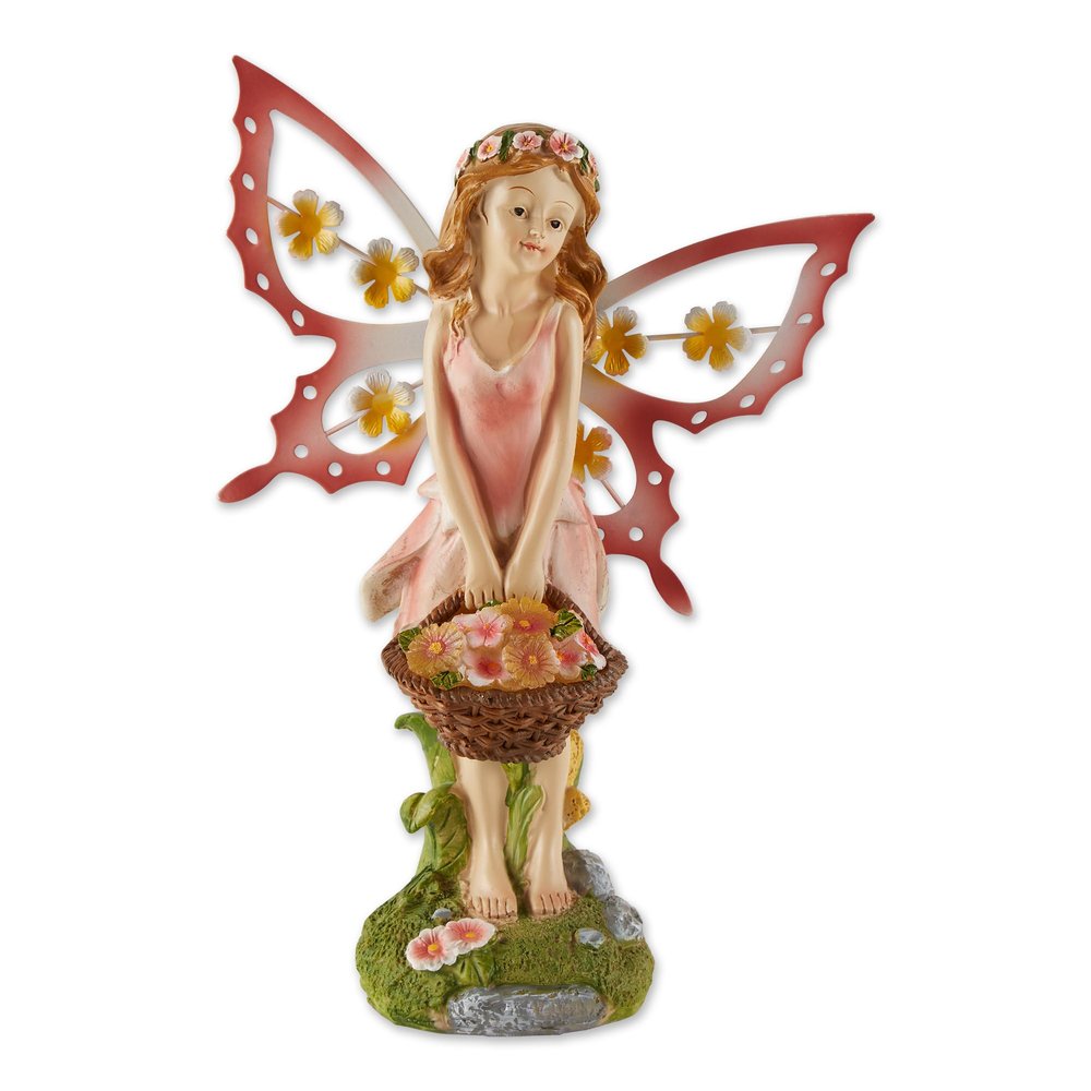 Zingz & Thingz Day & Night Garden Dcor Solar Statue Figurine, 7.75x4.375x10.75, Pink Garden Fairy