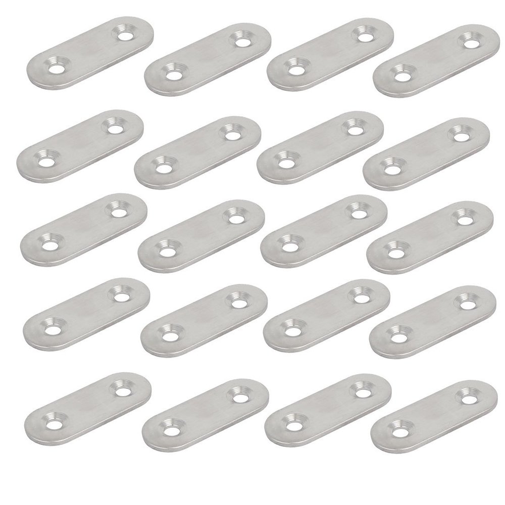 uxcell 40mmx16mmx2mm Stainless Steel Straight Joining Mending Flat Repair Plates 20pcs