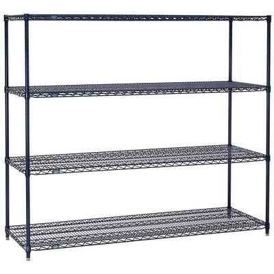 Nexelon Wire Shelving, Blue Epoxy, 72" W X 14" D X 54" H