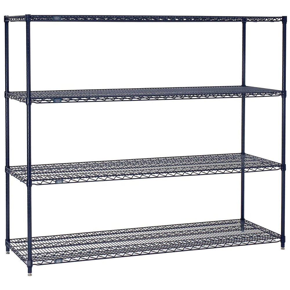 Nexelon Wire Shelving, Blue Epoxy, 72" W X 14" D X 54" H