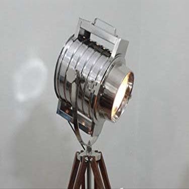 THOR INSTRUMENTS Designer Royal Spot Light Tripod Wooden Floor Lamp Chrome Finish Tripod Stand Rustic Vintage Home Decor Gifts