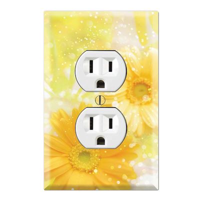 Graphics Wallplates - Yellow Flowers - Duplex Outlet Wall Plate Cover