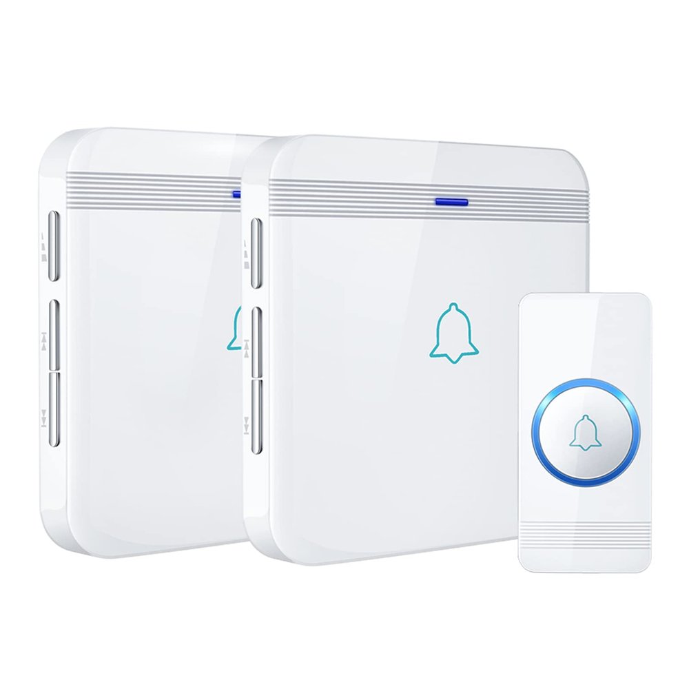 AVANTEK Wireless Doorbell, D-3W Waterproof Door Chime Kit Operating at over 1300 Feet with 2 Plug-In Receivers, 52 Melodies, CD Quality Sound and LED Flash