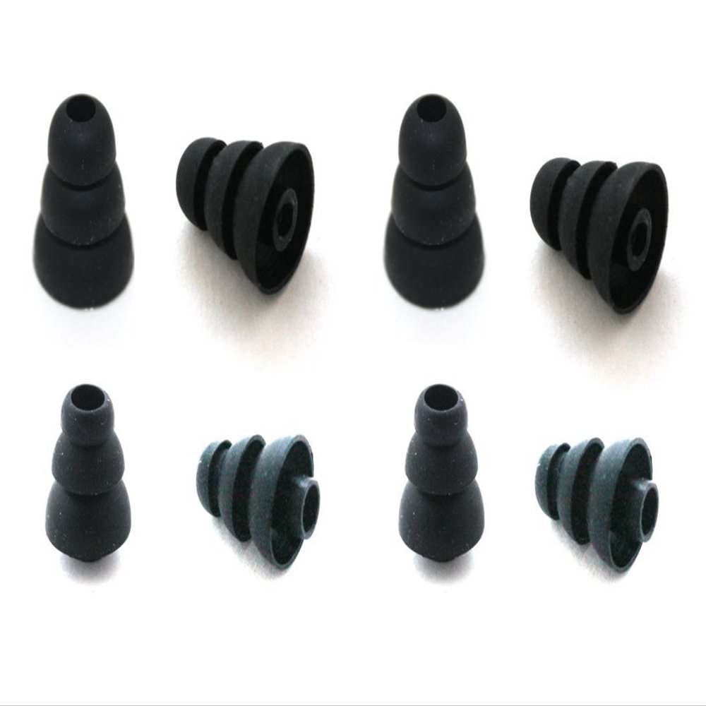 8 Pcs Black Triple Flange Replacement Eartips Earbuds for Monster Beats Dr. Dre Tour, urBeats, Powerbeats and LG Tone (Mix)