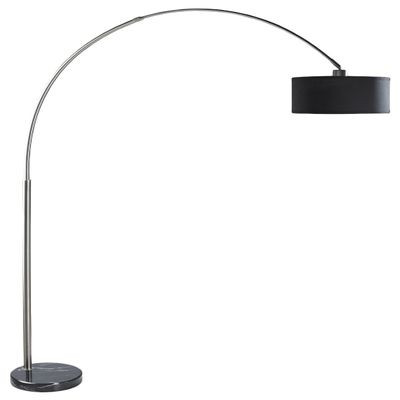 SH Lighting 6938BK Steel Adjustable Arching Floor Lamp with Marble Base