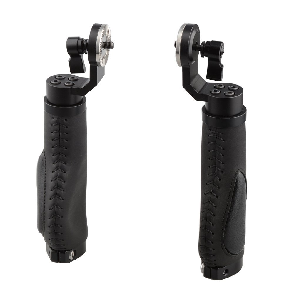 CAMVATE Aluminum Rosette Leather Handle Grip for Rosette Standard Accessory One Pair(Black,M6 Thread,31.8 mm) - 1446