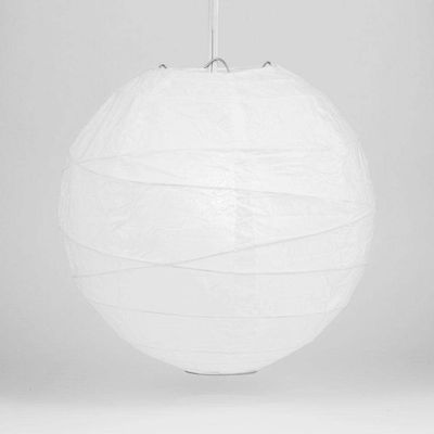 PaperLanternStore.com 14 Inch White Irregular Ribbed Paper Lantern (10 PACK)